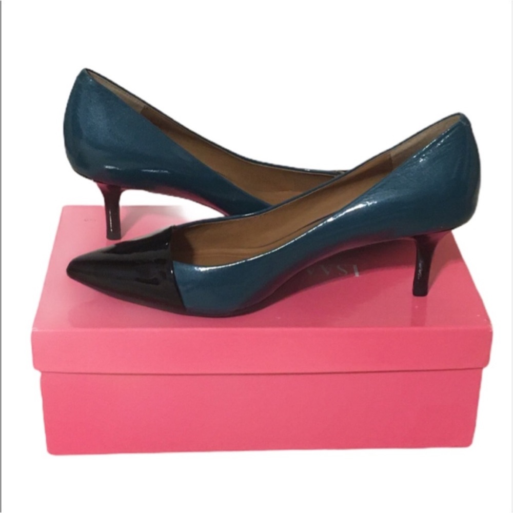 Isaac Mizrahi New York Heels Jabria Dark Green Patent Heels Size 9M Brand New